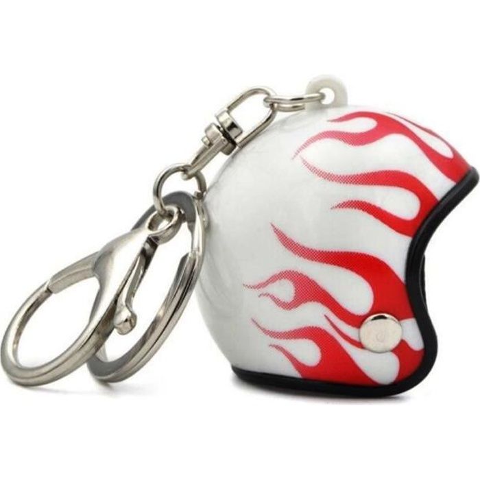 Porte clés casque de moto blanc a flammes rouges 3d motard - Cdiscount  Bagagerie - Maroquinerie