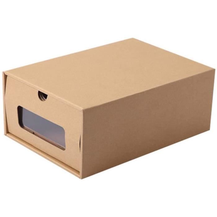 Lot De 2 Boîtes à Chaussures En Papier Kaki - Rangement Pratique Avec Fenêtre Transparente, 30x21x12 Cm