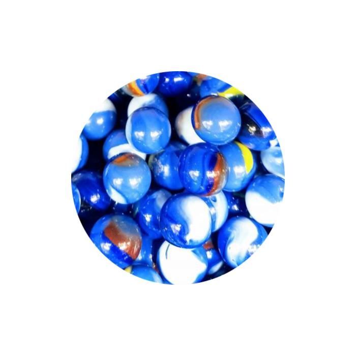mesbilles - 20 Billes Plates Bleu Nuit - Bille Forme en Verre 16 mm