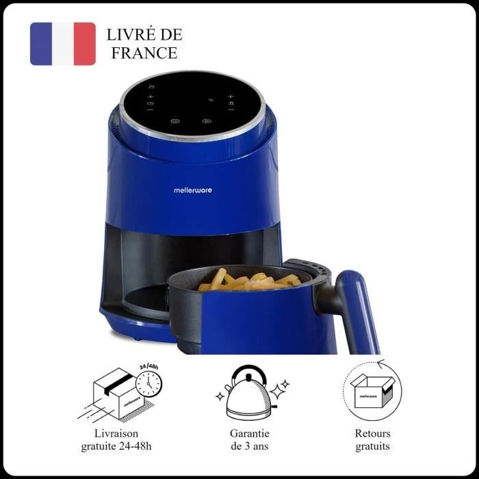 Mellerware - Friteuse sans Huile Multifonction Crunchy! 1230W  7 programmes  Air Fryer Anti-adhesive  Design Compact 15L  Bleu - Mellerware