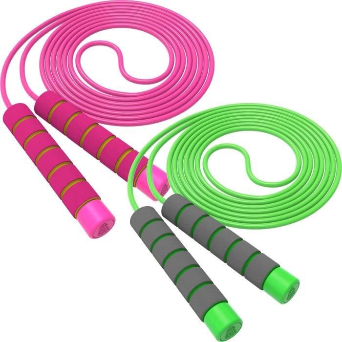 Flintronic Lot De 2 Cordes à Sauter Réglables Pour Enfants, Corde à Sauter De 2,6 M Avec Poignées En Mousse Douce Pour La Peau, Corde à Sauter Souple Pour Filles Et Garçons