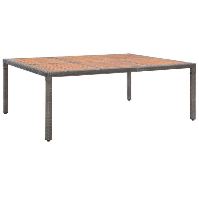 Table de jardin haut de gamme en résine tressée - Gris - 200x150x74 cm