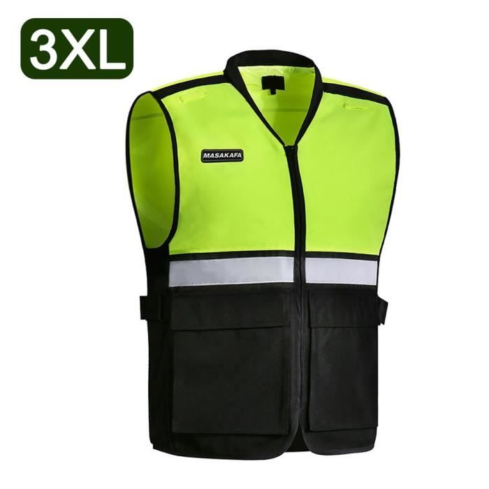 3xl - Gilet de moto réfléchissant, uniforme de travail de sécurité, gilets fluorescents, veste de moto haute