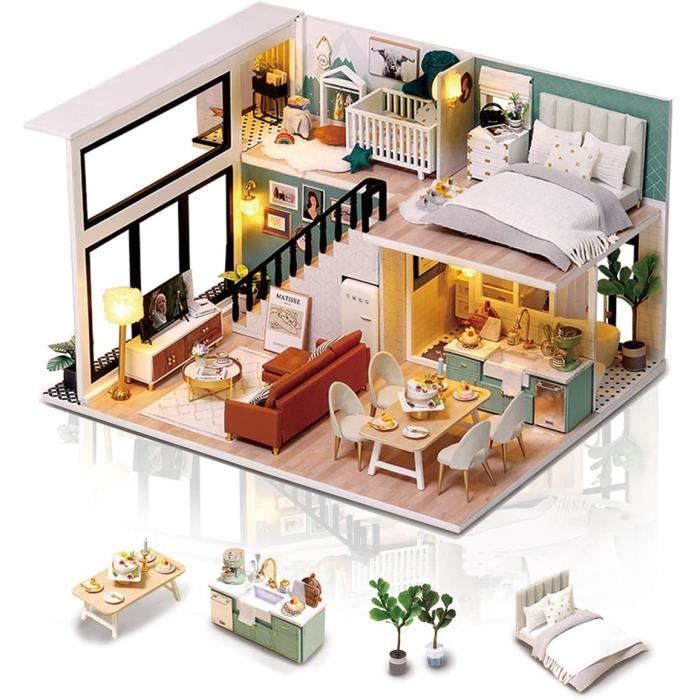 Kit Maison Miniature DIY Jardin Monet - Cuteefun Avec Musique Et Meubles | Cadeau Créatif Femmes