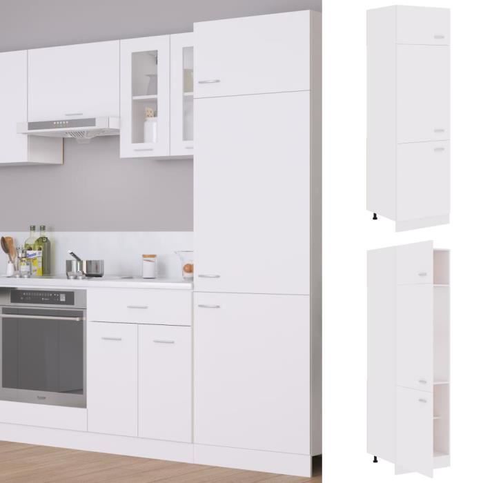 Buffet de cuisine Blanc INGSHOP - 60x57x207 cm - Aggloméré durable et fonctionnelle