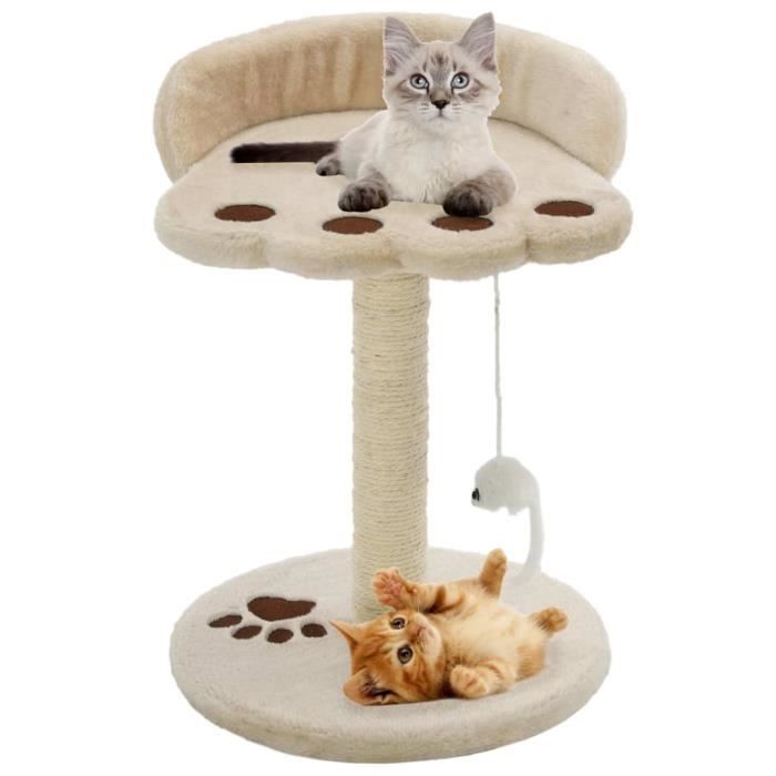 HOMMIE Arbre à chat - Palais de Chat Arbre à grimper - avec griffoir en sisal 40 cm Beige et Marron (30340)