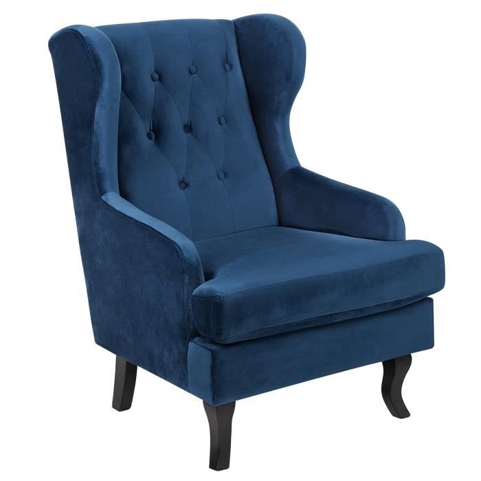 Fauteuil en velours bleu foncé ALTA