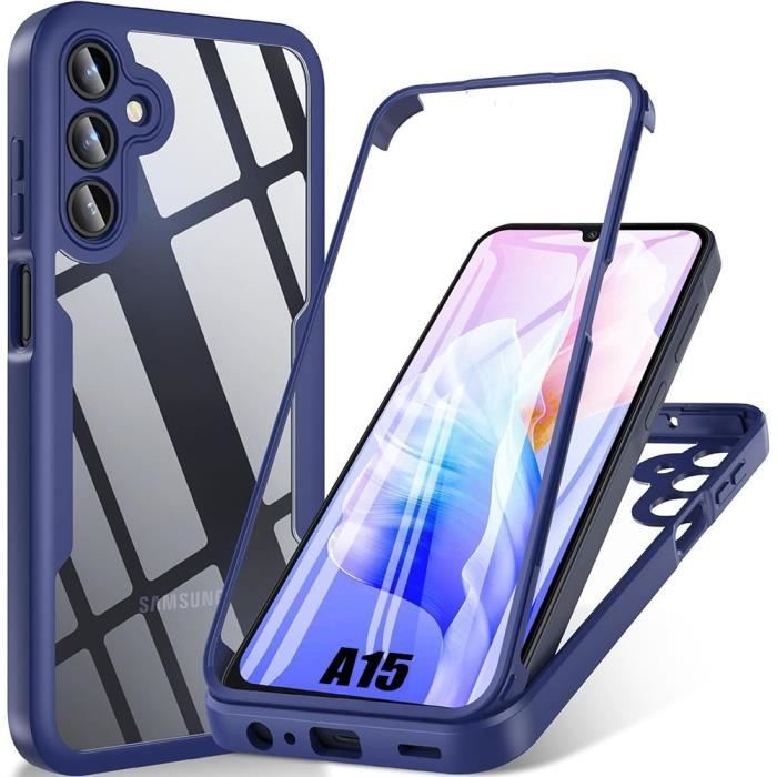 Coque pour Samsung Galaxy A15 5G 4G Integrale Bordure Renforcee Rigide Protection 360 Bleu Marine
