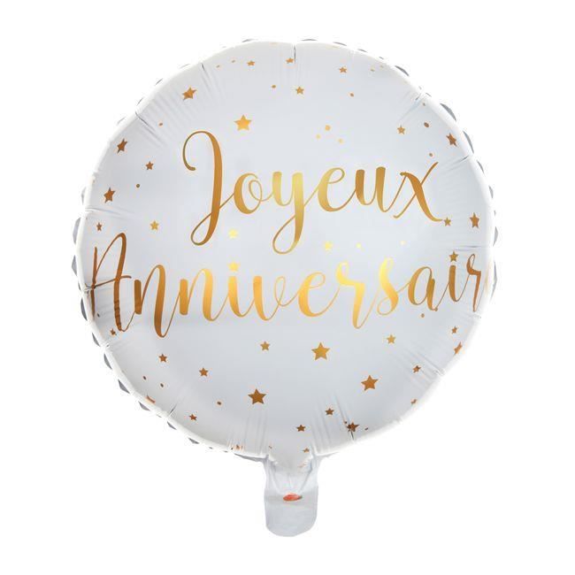 Ballon 35 Cm Blanc Et Or Joyeux Anniversaire Cdiscount Maison