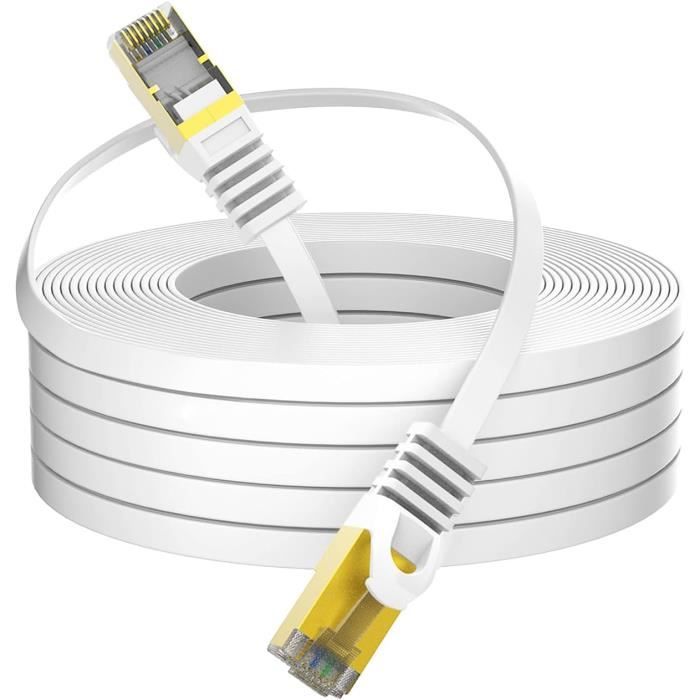 Mr. Tronic Câble Ethernet Plat Cat 7 10m – RJ45 SFTP 10 Gbps Haut Débit, Noir – Connexion Internet Ultra-Rapide & Fiable
