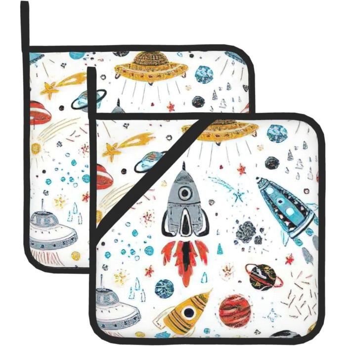 DXRPO Maniques Cuisine Et Gant Four Résistants à La Chaleur 392 ° F, Épaisses Set De Coton Recyclé Rempli, Pour La Pâtisserie, 18cm X 18cm, 3PCS Gris Et 3PCS Noir