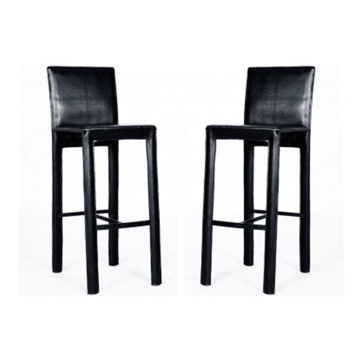Lot de 2 tabourets de bar noir LOFT PU - Cdiscount Maison