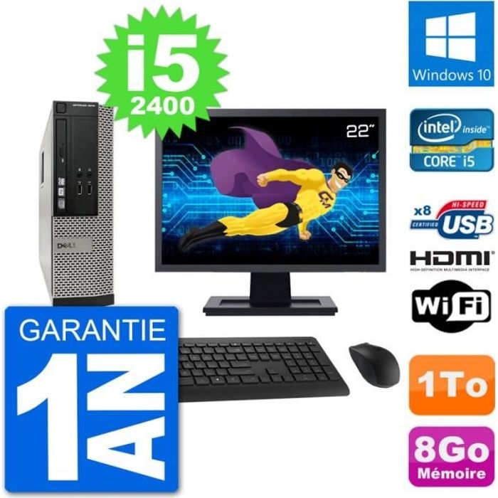 Vente Ordinateur de bureau PC Dell 3010 SFF Ecran 22" Intel i5-2400 RAM 8Go Disque 1To HDMI Windows 10 Wifi pas cher Vente Ordinateur de bureau PC Dell 3010 SFF Ecran 22" Intel i5-2400 RAM 8Go Disque 1To HDMI Windows 10 Wifi pas cher