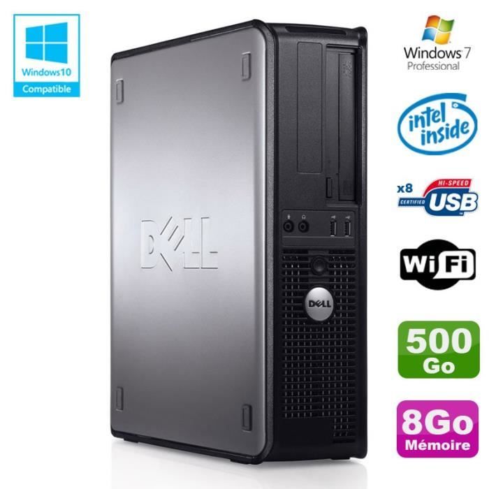 Achat PC Portable PC DELL Optiplex 780 DT Intel E5200 2,5Ghz 8Go Disque 500Go WIFI Win 7 Pro pas cher