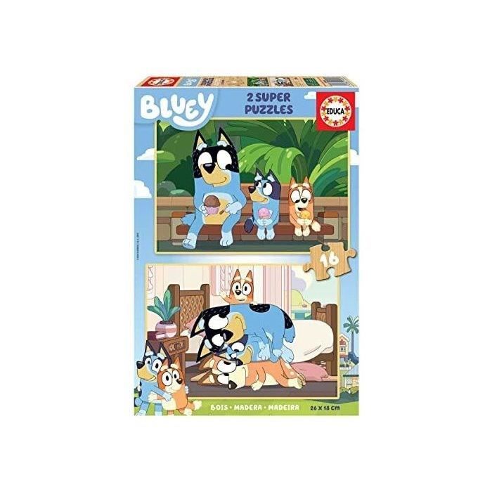 Puzzle en bois Bluey EDUCA 16 pièces Thème dessins animés et