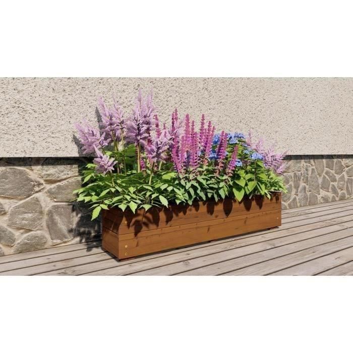 Jardinières à fleurs EKJU - 95x18xh20 cm - Traitées en autoclave brun