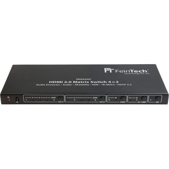 Commutateur Matrix Switch HDMI - FeinTech - VMS04201 - 4 x 2 - Ultra HD 4K - 60 Hz HDR