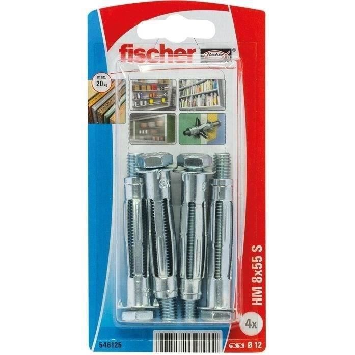 FISCHER - Cheville corps creux hm 8x55 s blister de 4