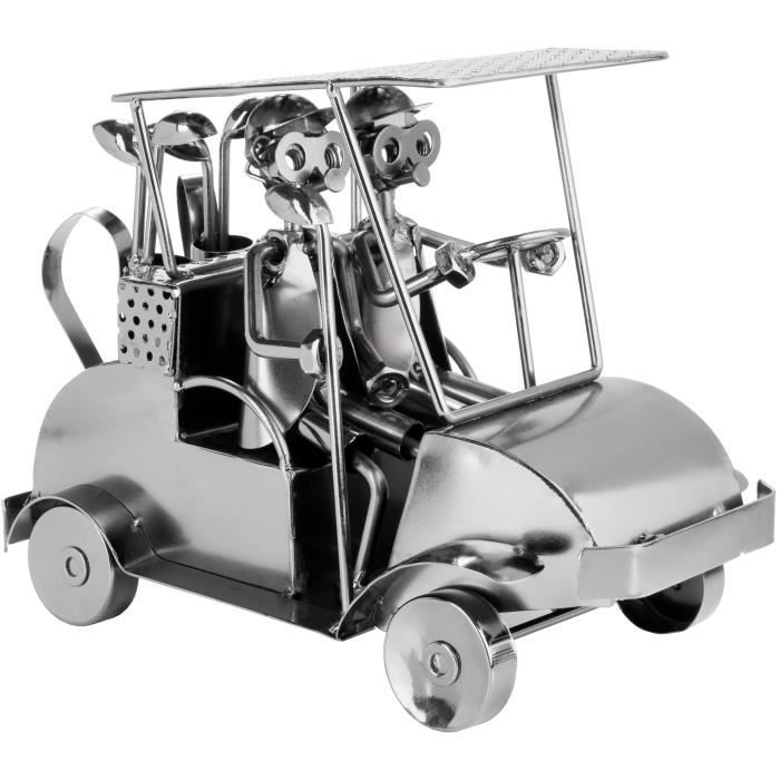 BRUBAKER Porte-Bouteille Métal Golfeur & Voiturette - Sculpture Décorative - Idée Cadeau Originale Amateur De Vin
