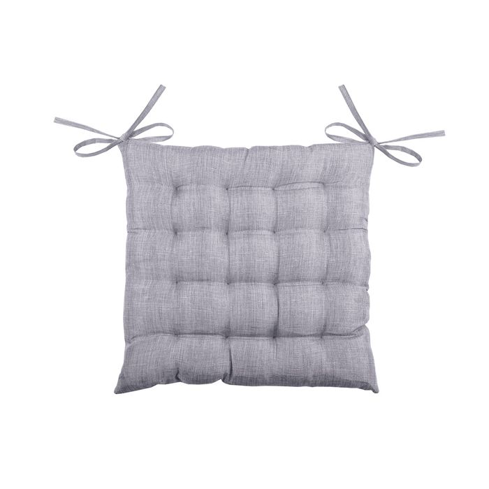 Galette de chaise unie en 16 points Gris clair 40x40 cm Galette de chaise unie en 16 points Gris clair 40x40 cm