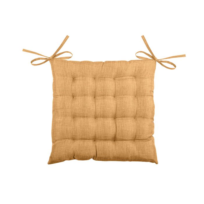 Galette de chaise unie en 16 points Jaune Ocre 40x40 cm Galette de chaise unie en 16 points Jaune Ocre 40x40 cm