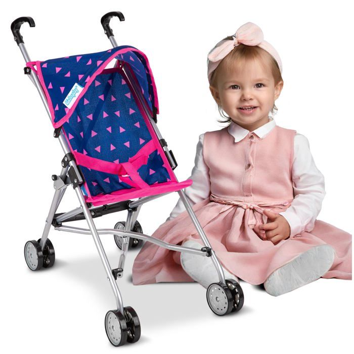 Kinderplay Poussette Poupée Légère Pliable – Capote Réglable + Panier – Jeu Rôle Dès 3 Ans – Ultra-Maniable
