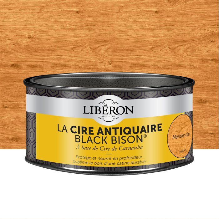Cire antiquaire Black Bison® en pâte - LIBERON - Merisier clair - 500cc Cire antiquaire Black Bison® en pâte - LIBERON - Merisier clair - 500cc