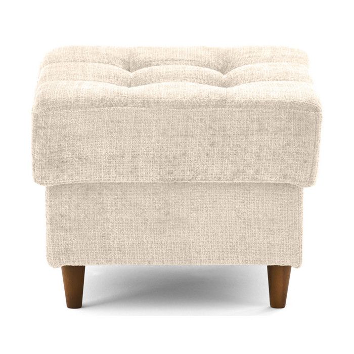 Anna - pouf en velours texturé - pieds en bois - Beige Anna - pouf en velours texturé - pieds en bois - Beige