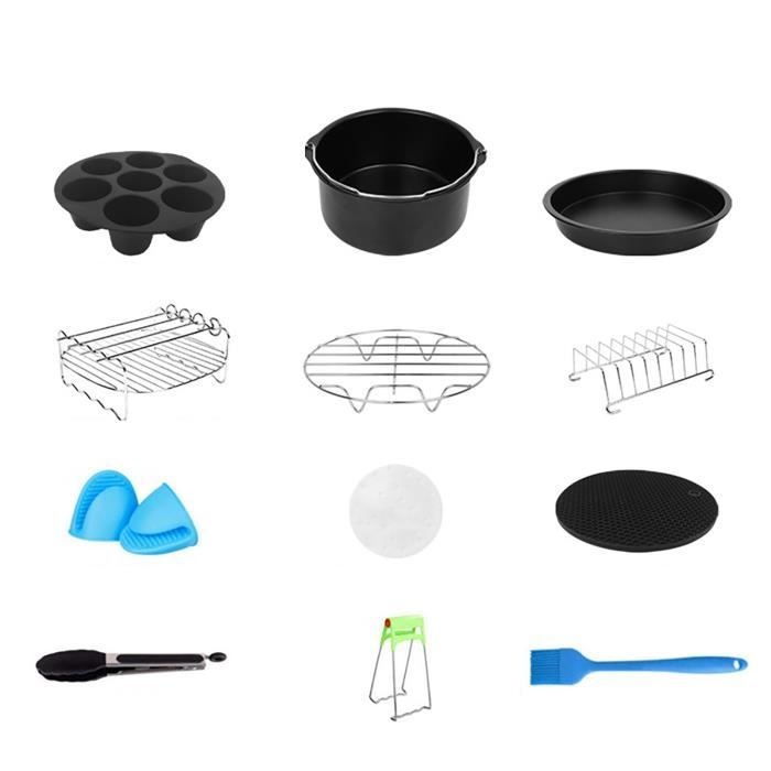 Accessoires Pour Friteuse à Air - Lot De 10 Pièces : Moules Silicone, Grille, Brochettes, Gants... - Compatible Ninja Dual Et Autres Modèles 7,6L-9,5L