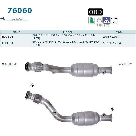 Pot catalytique Peugeot 307CC Magnaflow - Achat / Vente pot catalytique ...