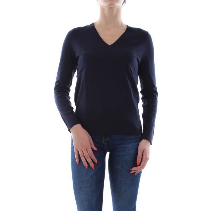TOMMY HILFIGER WW0WW25294 HERITAGE V PULL Femme MIDNIGHT