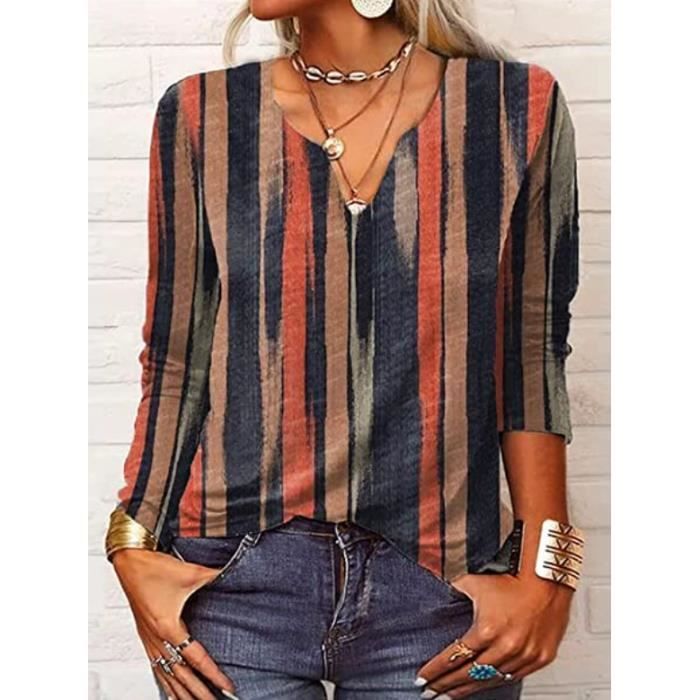 QIYUN.Z Chemise à Manches Longues Pour Femmes Chemises Amples T-Shirt