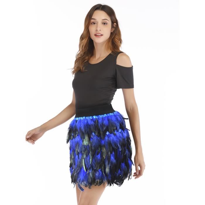 Jupe à Plumes Avec Bretelles Spaghetti - Tulle Élastique - Pour Carnaval, Ballet, Costume Fête - Mini Jupe Femme - 10