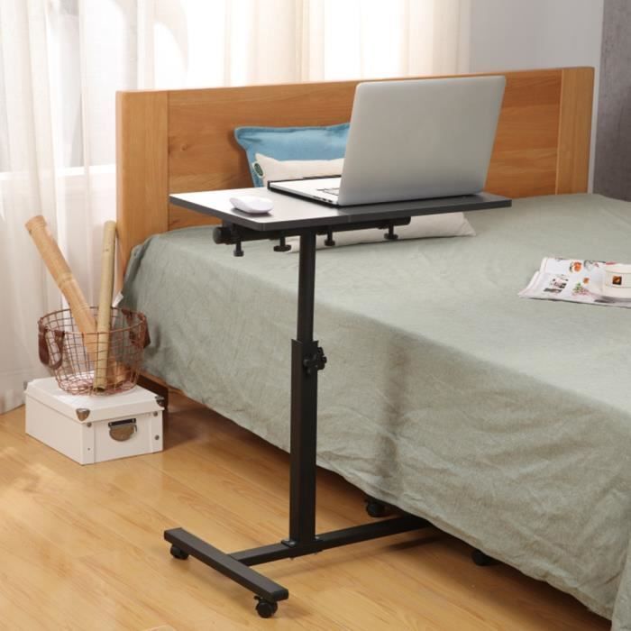 table de lit roulante ohmg - réglable en hauteur et inclinable - plateau pour souris - noir