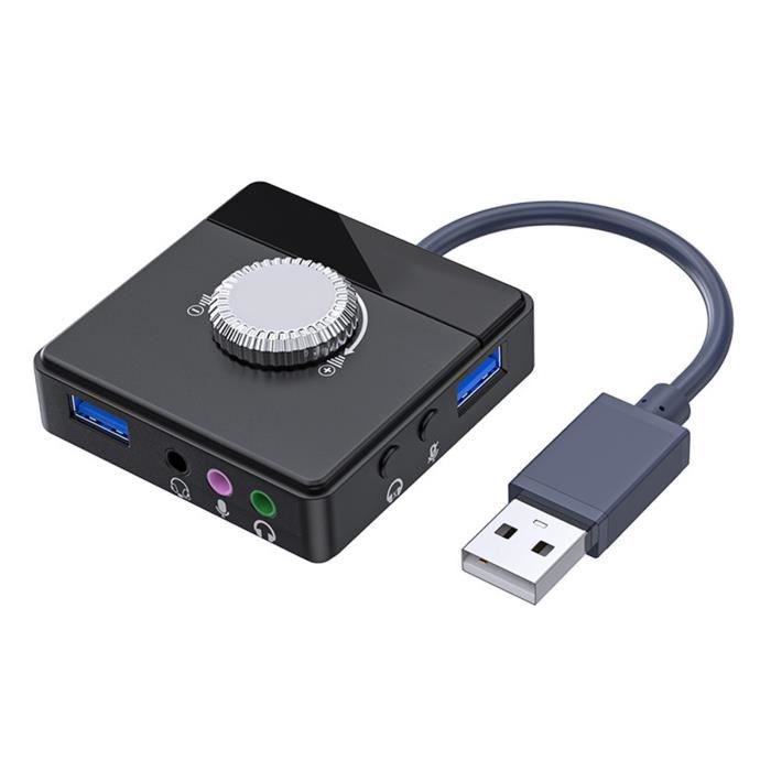 Carte Son USB Externe Cuifati - Contrôle Volume, Son Surround 7.1, Adaptateur USB Vers Jack 3.5mm Pour PC & Casque