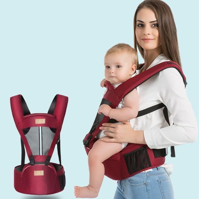 Rouge - Porte bébé Ergonomique avec Siège à Hanche-Pur Coton Léger