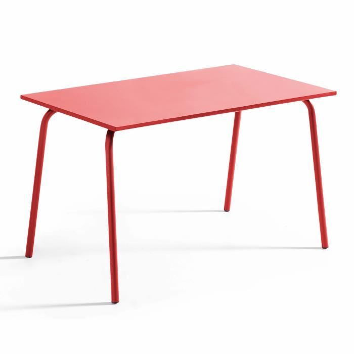 Table de jardin - OVIALA - Palavas - 120 x 70 x 72 cm - Acier - Rouge