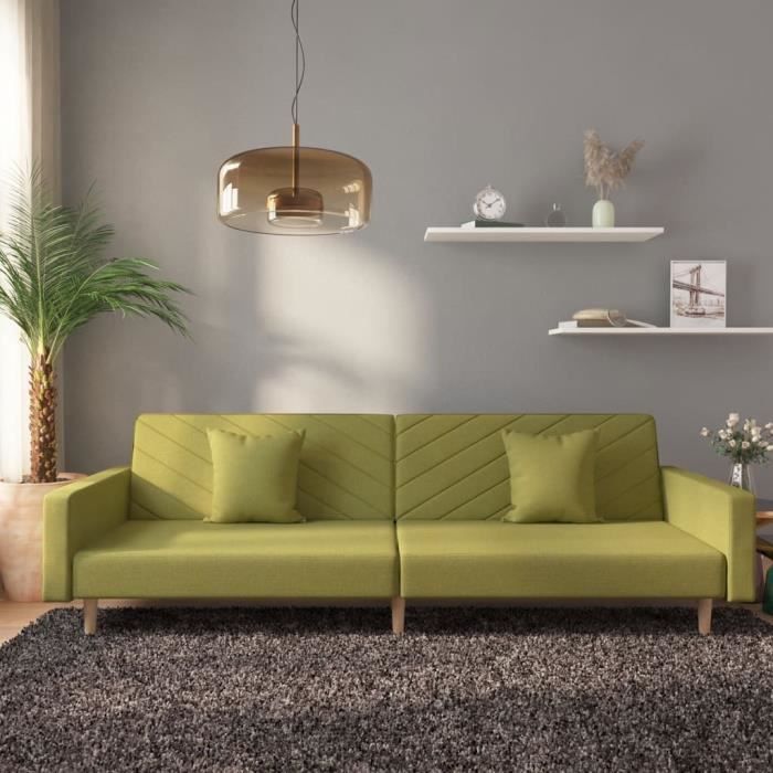 canapé-lit contemporain sofa convertible - 2 places - vert tissu - ovonni