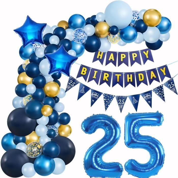 Ballons 25e Anniversaire - Pack De 30 (vert, Blanc, Or) - Latex 30 Cm, Avec Confettis - Déco Fête Homme/femme, Happy Birthday - 6