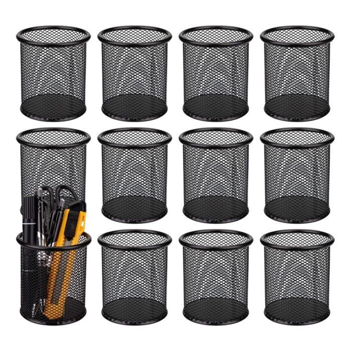 Produco Crochet En Métal Mural Porte-crayon Pour Stylo, Organisateur De Bureau Avec Crochet Pour Accrocher Sur Le Panneau De Grille Murale En Treillis Métallique (noir, Grand