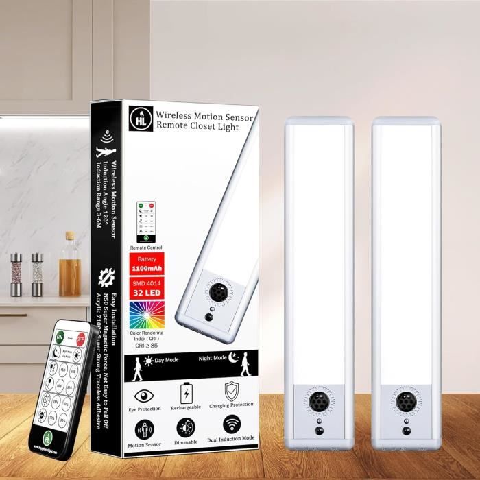 Lot 3 Lampes LED SIRIS Noires Avec Détecteur Mouvement 50cm