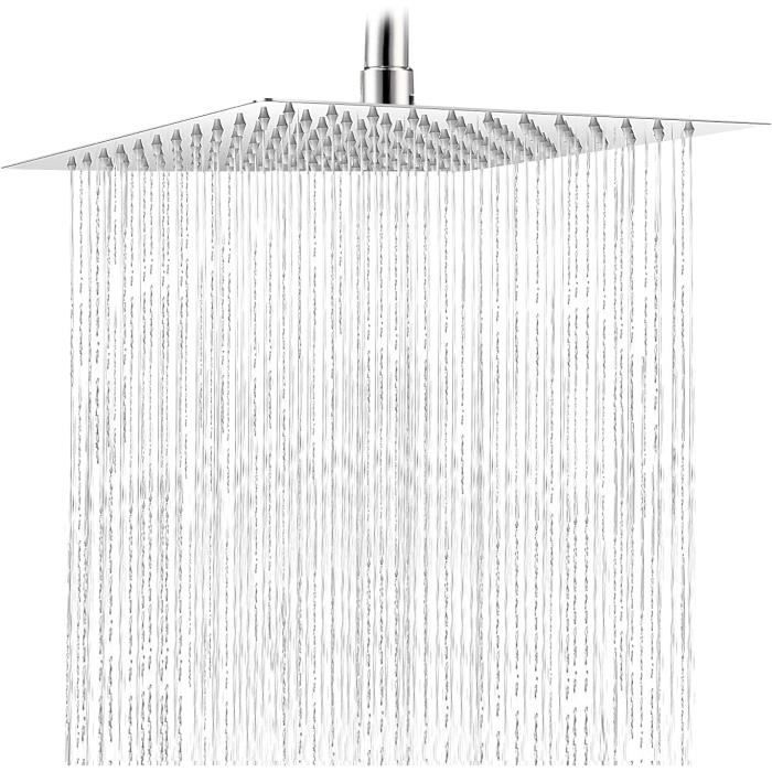 Pommeau De Douche Carré LED Multicolore - Chromothérapie 14 Cm - Finition Chrome DRIWEI