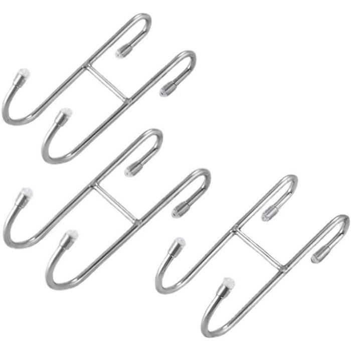 20 Crochets Porte Douche En Acier Inox 10 Mm - Noir & Argent - Support Jusqu'à 15 Kg - Installation Facile Sans Percer