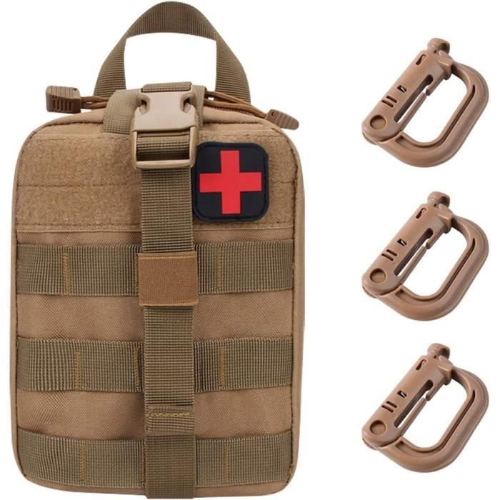 Sac Premier Secours Tactique Noir - Imperméable, Poches Multiples, Ceinture Détachable, Nylon 600D