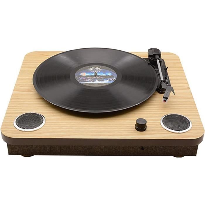 1 BY ONE Tourne Disque En Bois Nostalgique Lecteur De Disque Avec AM, FM, CD, Enregistrement MP3