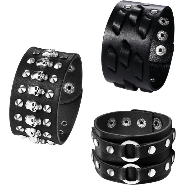 Lot De 6 Bracelets En Cuir Tressés Pour Hommes Et Femmes - Réglables - Style Punk - Style