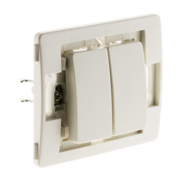 Zenitech - Double Va-et-Vient Borne-Auto - Blanc - Fixation Vis/Griffes Incluses - Compatible Boîtes Encastrement Standards - Câblage Rapide - Sans Vis Apparente - Pose Avant Peinture