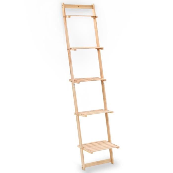 PromoMeuble de Rangement LMT - Étagère murale échelle bois de cèdre 41 5 x 30 x 176 cm 2 73Kg