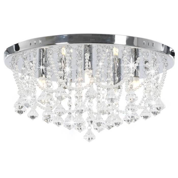 vidaXL Plafonnier avec Perles de Cristal Rond Lampe Suspendue Luminaire Eclairage Salon Salle de Séjour Chambre à Coucher 281583
