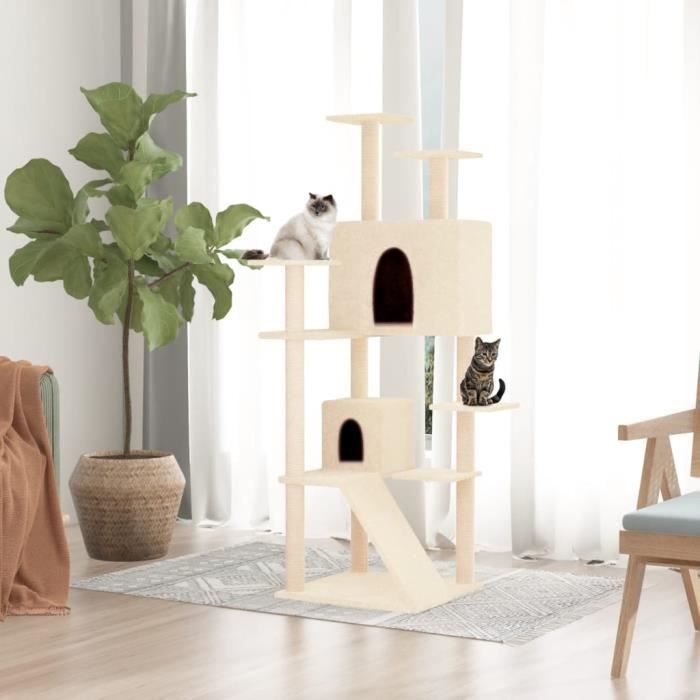 Comparer les prix de 171693  vidaXL Arbre à chat avec griffoirs en sisal Crème 153 cm